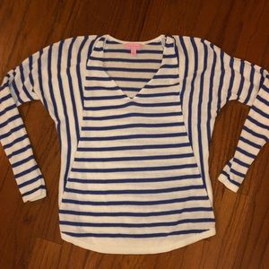 Lilly Pulitzer cotton sweater top S navy stripes
